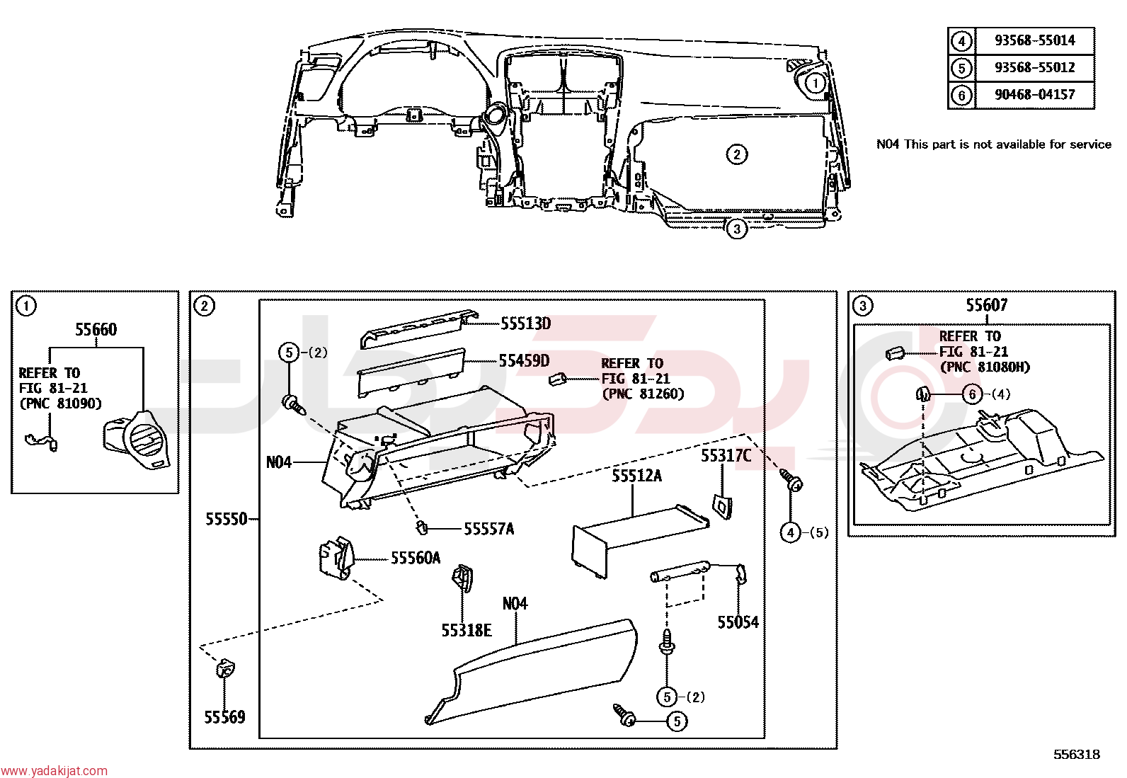 REGISTER ASSY, INSTRUMENT PANEL, NO.2 | 5566053060C0